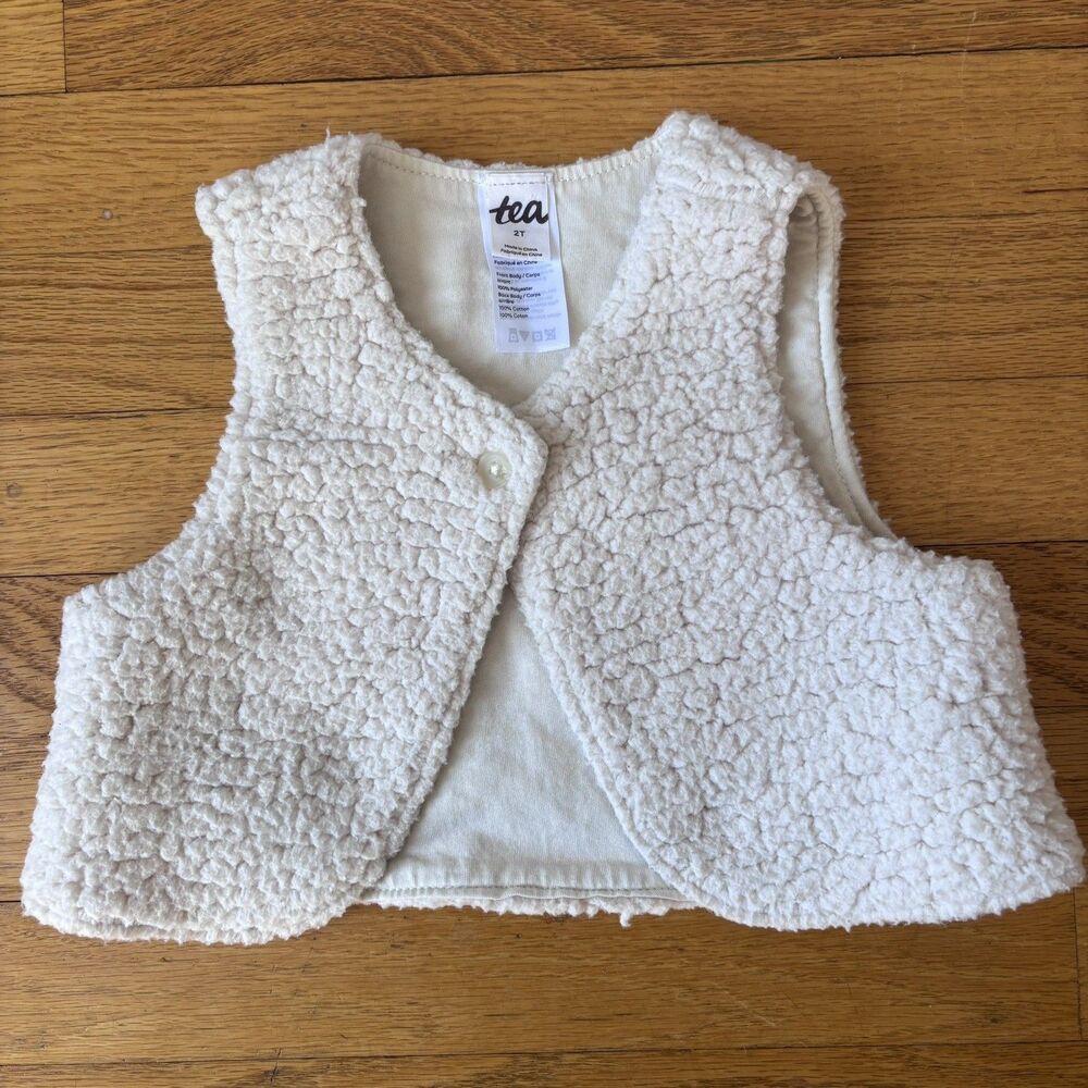 Tea Collection Girls Toddler Sherpa Vest Size 2T Boho Cottagecore Kidcore